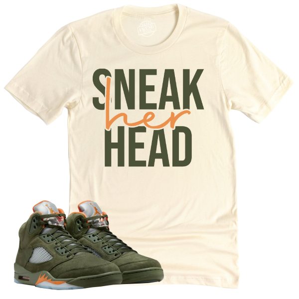 SneakHER Head Shirt, Air Jordan 5 Olive Sneaker Match Tee Jezsport.com