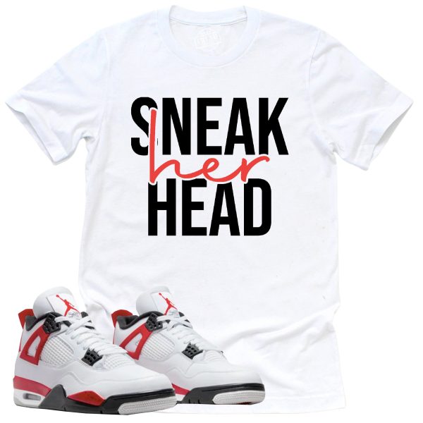 SneakerHER Head Shirt, Retro Air Jordan 4 Red Cement Sneaker Match Tee Jezsport.com