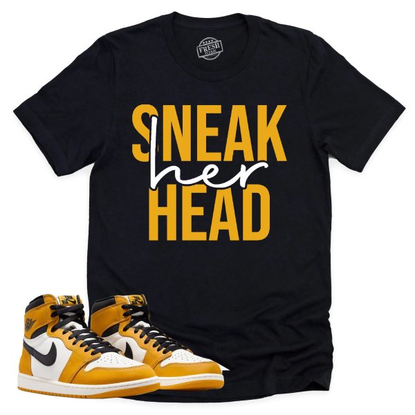 SneakHER Head Shirt, Retro Air Jordan 1 Yellow Ochre Sneaker Match Tee Jezsport.com