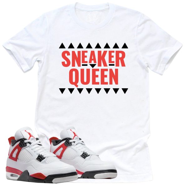 Sneaker Queen Shirt, Retro Air Jordan 4 Red Cement Sneaker Match Tee Jezsport.com