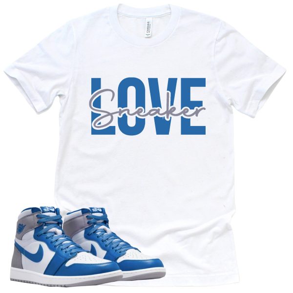 Sneaker Love Shirt Retro Air Jordan 1 True Blue Sneaker Match Tee Jezsport.com