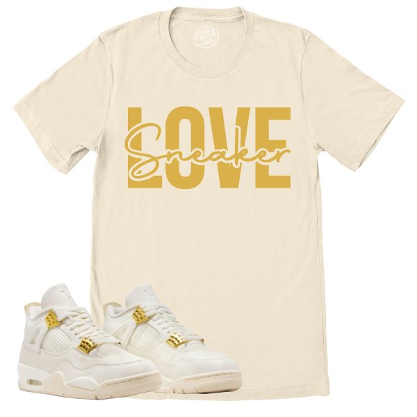 Sneaker Love Shirt, Retro Air Jordan 4 Sail Gold Sneaker Match Tee Jezsport.com