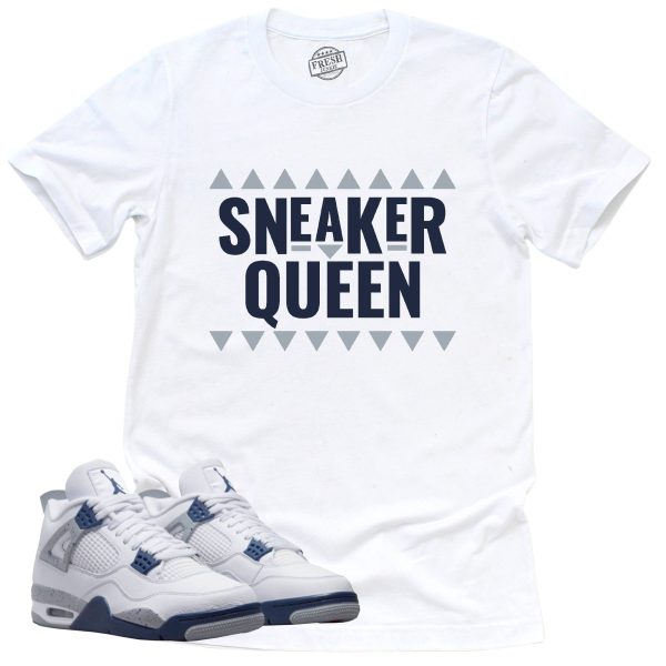 Sneaker Queen Shirt Retro Air Jordan 4 Midnight Navy Sneaker Match Tee Jezsport.com