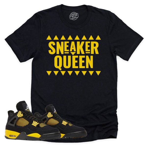 Sneaker Queen Shirt, Retro Air Jordan 4 Thunder Sneaker Match Tee Jezsport.com