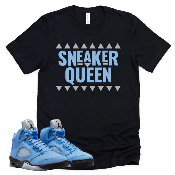 Sneaker Queen Shirt Retro Air Jordan 5 University Blue Sneaker Match Tee Jezsport.com