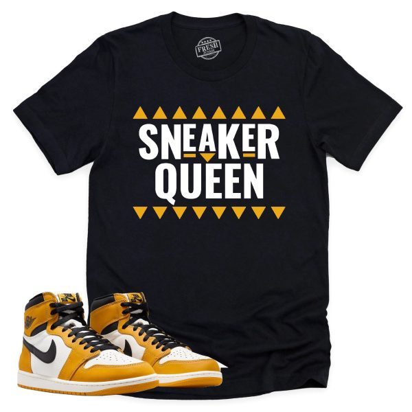 Sneaker Queen Shirt, Retro Air Jordan 1 Yellow Ochre Sneaker Match Tee Jezsport.com