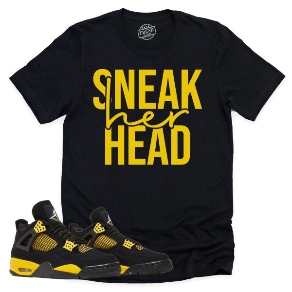 SneakHER Head Shirt, Retro Air Jordan 4 Thunder Sneaker Match Tee Jezsport.com