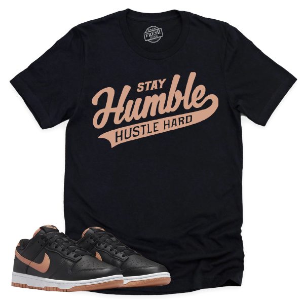 Stay Humble Hustle Hard Shirt, Retro Dunk Low Amber Brown Sneaker Match Tee Jezsport.com