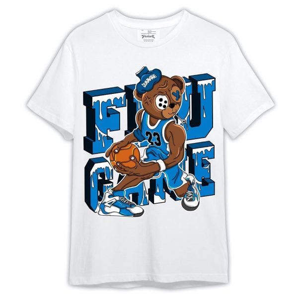 Industrial Blue 4s Shirt, Graphic Flu Game Bear Shirt Military Blue 4s Outfit Matching Jordan Shirt Jezsport.com