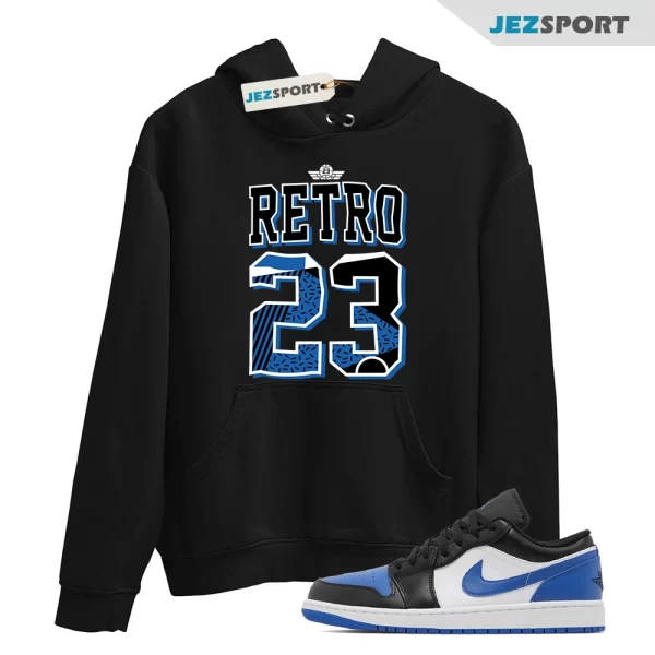 Retro 23 Royal Toe Hoodie to Match Jordan 1 Low Royal Toe, Matching Sneaker Hoodie