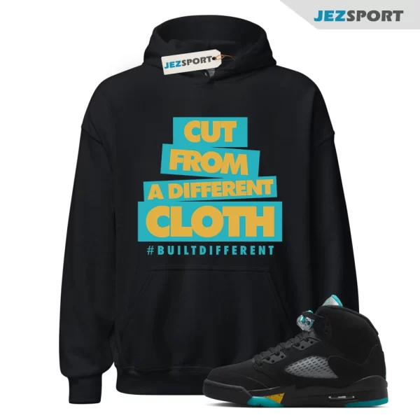 CLOTH Hoodie to match Air Jordan 5 Aqua Retro Taxi Black Aquatone Hornets Yellow, Matching Sneaker Hoodie