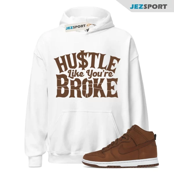 BROKE Hoodie To Match N Dunk High Premium Pecan Brown PRM Vintage Pecan Sail, Matching Sneaker Hoodie