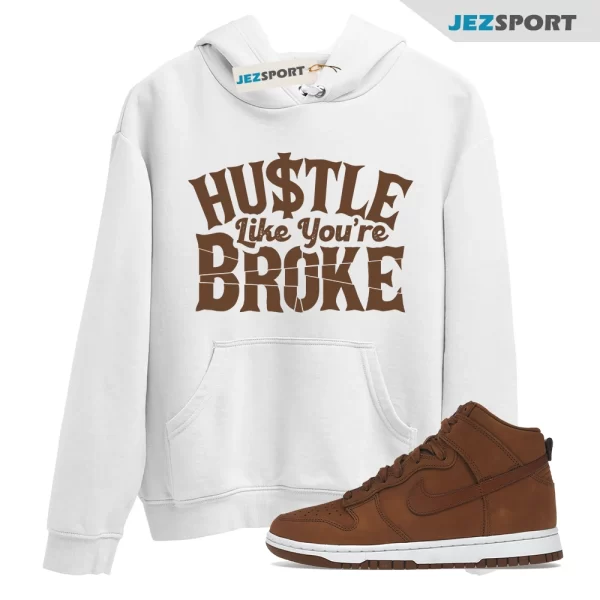 BROKE Hoodie To Match N Dunk High Premium Pecan Brown PRM Vintage Pecan Sail, Matching Sneaker Hoodie