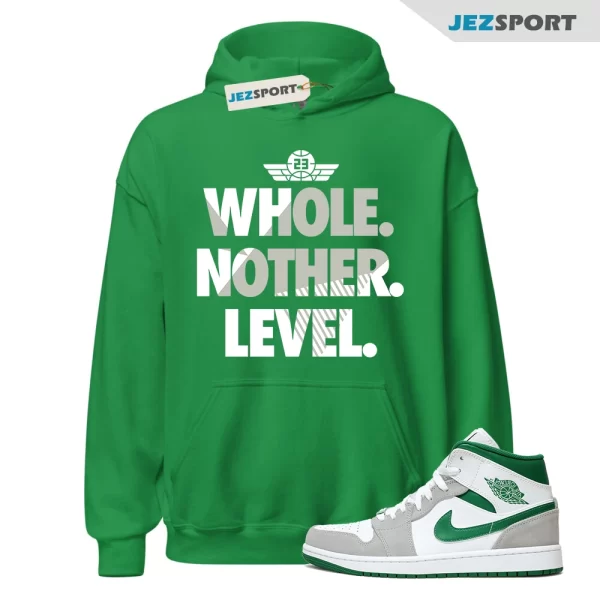 Next Level Hoodie to Match Air Jordan 1 Mid SE Grey Pine Green DC7294-103, Matching Sneaker Hoodie