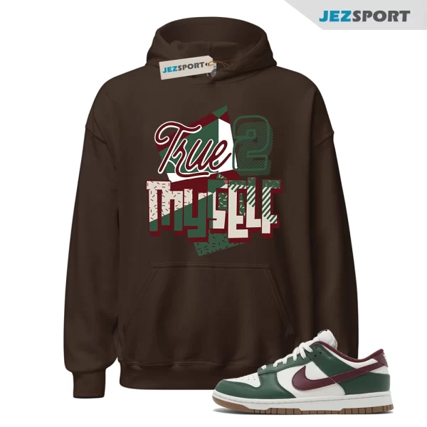 Stay True Hoodie Brown to Match Dunk Low Gorge Green Team Red, FB7160-161 Matching Sneaker Hoodie