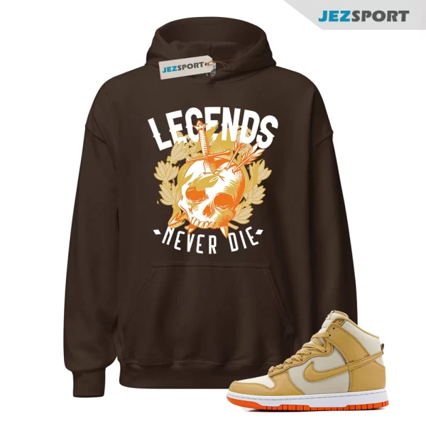 Legendary Hoodie to Match Dunk High Wheat Gold Safety Orange DV7215-700, Matching Sneaker Hoodie