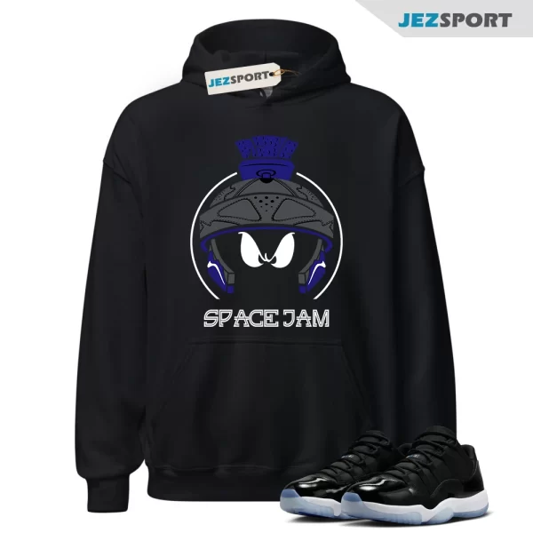 Hoodie To Match Jordan 11 Space Jam Low Marvin Blue Black Hoodie, Matching Sneaker Hoodie