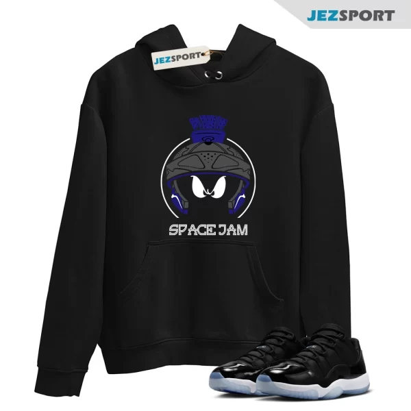 Hoodie To Match Jordan 11 Space Jam Low Marvin Blue Black Hoodie, Matching Sneaker Hoodie