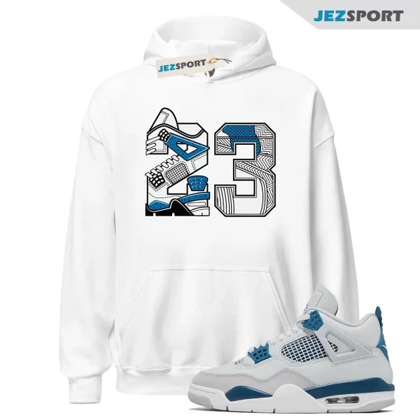 Hoodie To Match Jordan 4 Military Blue The 23 Blue White Match Tees, Matching Sneaker Hoodie