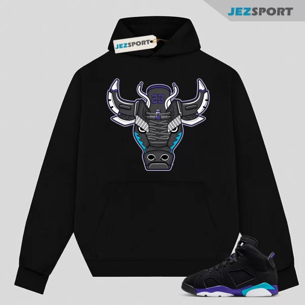 Hoodie To Match Jordan Retro 6 Aqua-Bull 6 Blue-Purple Match Tees, Matching Sneaker Hoodie