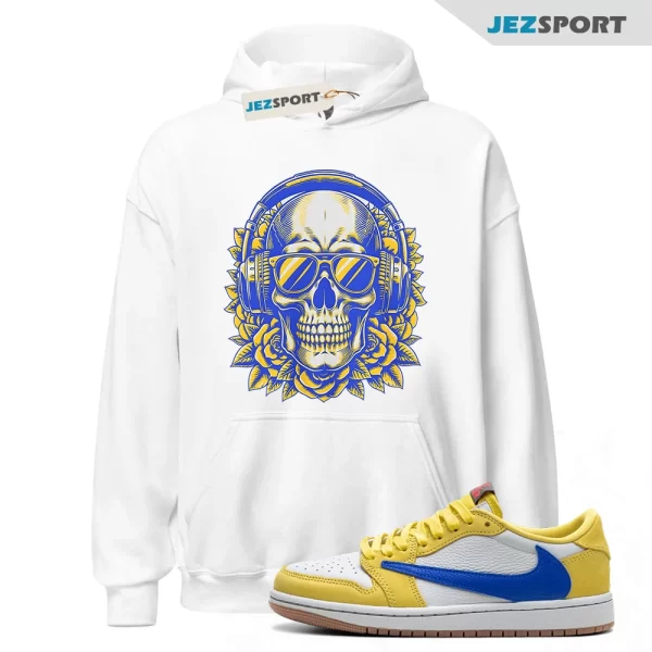 Deadstock Hoodie White to Match Jordan 1 Low Travis Canary Elkins DZ4137-700, Matching Sneaker Hoodie