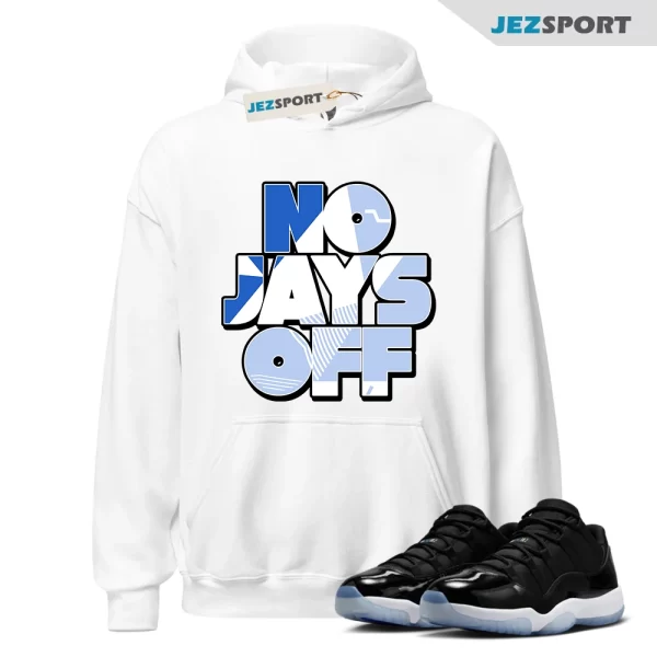 Jay All Day Sneaker Hoodie White to Match Jordan 11 Low Space Jam FV5104-004, Matching Sneaker Hoodie