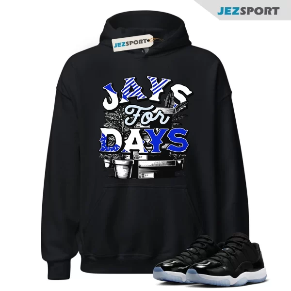 Stacked Hoodie Black to Match Jordan 11 Retro Low Space Jam FV5104-004, Matching Sneaker Hoodie