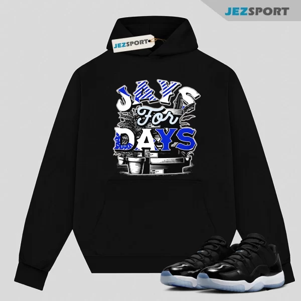 Stacked Hoodie Black to Match Jordan 11 Retro Low Space Jam FV5104-004, Matching Sneaker Hoodie