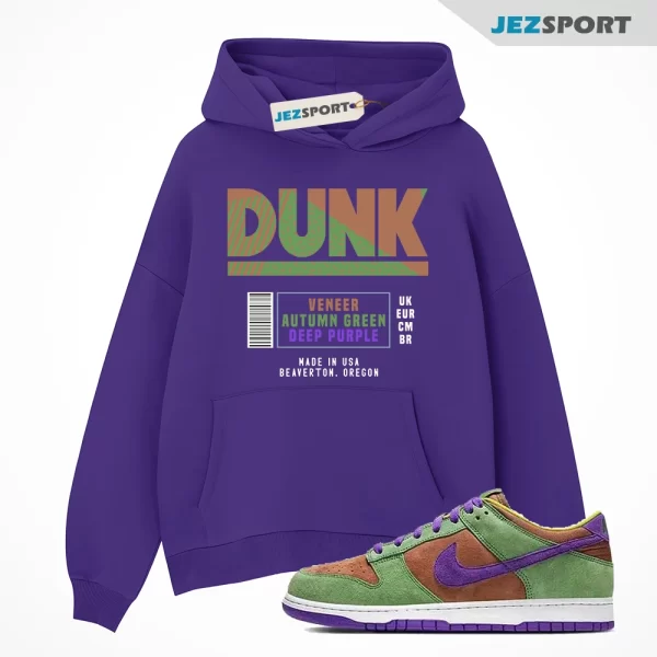 Box Label Sneaker Hoodie Purple to Match Dunk Low Veneer DA1469-200 Hoodie, Matching Sneaker Hoodie