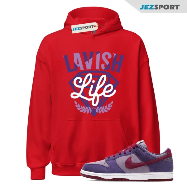 Lavish Sneaker Hoodie Red to Match Dunk Low Plum, Matching Sneaker Hoodie