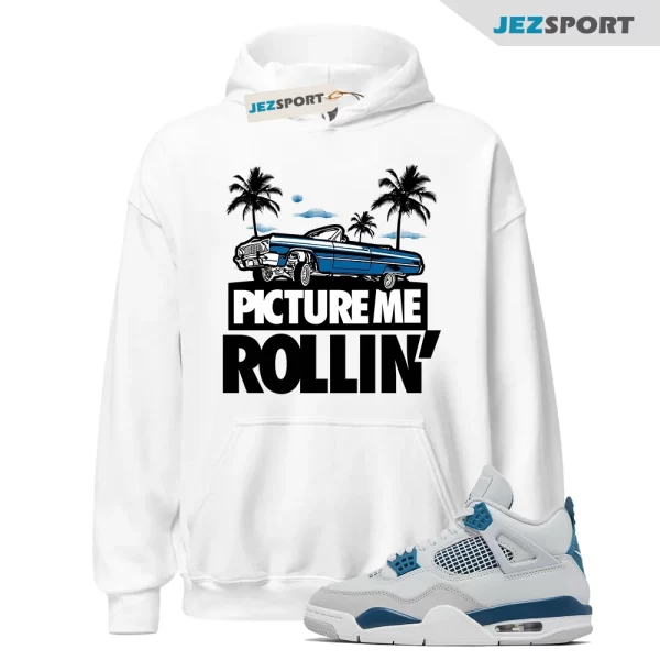 Jordan 4 Military Blue 4s Hoodie to Match MILITARY BLUE PMR, Matching Sneaker Hoodie