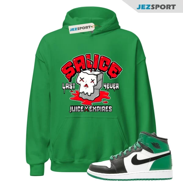 Jordan 1 Lucky Green 1s Hoodie to Match, RED SAUCE Matching Sneaker Hoodie