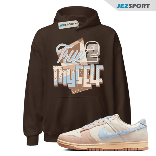 Stay True Hoodie Brown to Match Dunk Low Sanddrift Light Armory Blue HF0106-100, Matching Sneaker Hoodie