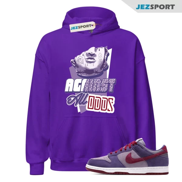 All Odds Sneaker Hoodie Purple to Match Dunk Low Plum CU1726-500, Matching Sneaker Hoodie