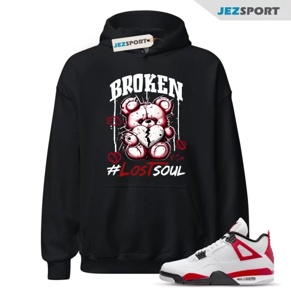 Jordan 4 Cement Red Fire White Neutral Grey Black Classic Retro Hoodie Match BRLS, Matching Sneaker Hoodie