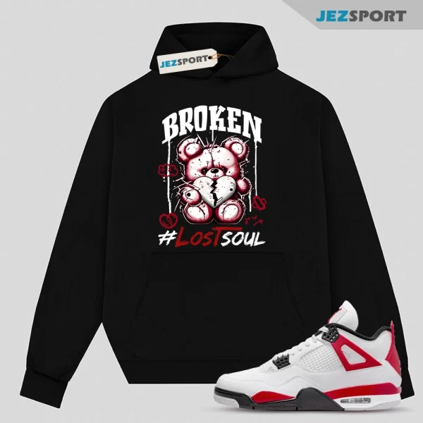 Jordan 4 Cement Red Fire White Neutral Grey Black Classic Retro Hoodie Match BRLS, Matching Sneaker Hoodie