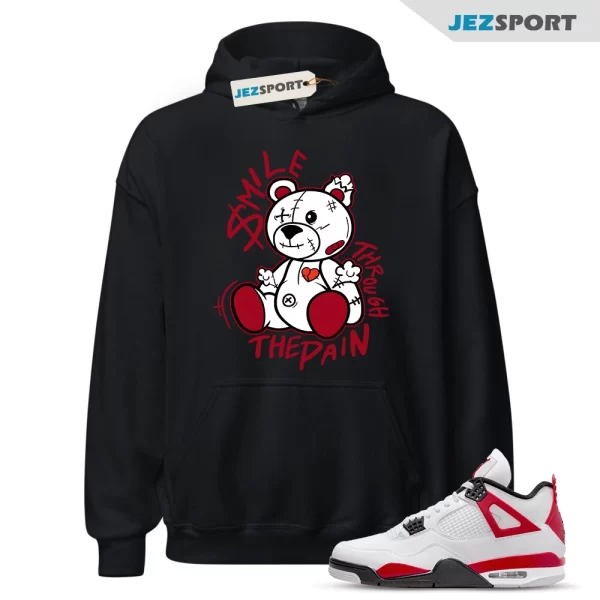 Jordan 4 Cement Red Fire White Neutral Grey Black Classic Retro Hoodie Match SM2, Matching Sneaker Hoodie