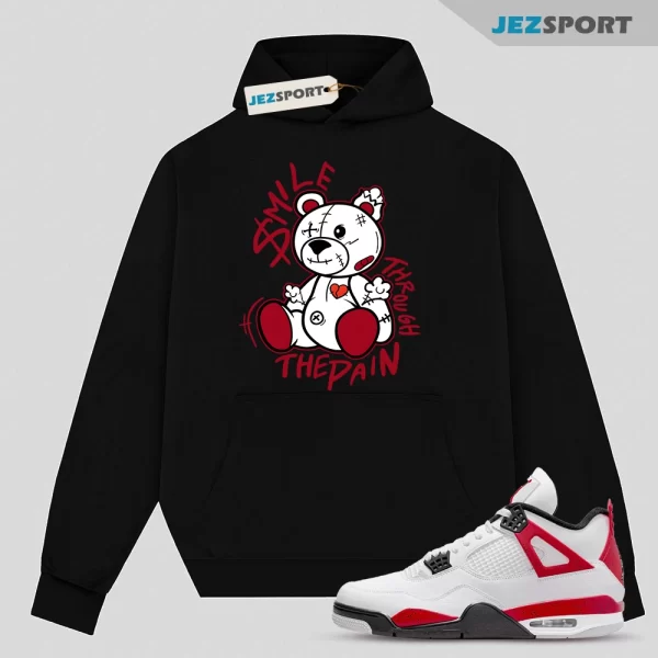 Jordan 4 Cement Red Fire White Neutral Grey Black Classic Retro Hoodie Match SM2, Matching Sneaker Hoodie