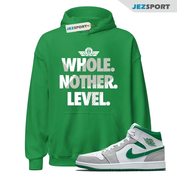 Next Level Hoodie to Match Air Jordan 1 Mid SE Grey Pine Green DC7294-103, Matching Sneaker Hoodie