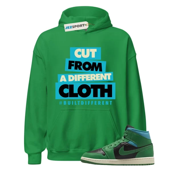 CLOTH Hoodie to match Air Jordan 1 Mid WMNS Lucky Green Black Aquatone, Matching Sneaker Hoodie