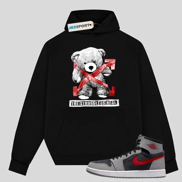 STRUG Hoodie to match Air Jordan 1 High Zoom Comfort 2 Fire Red Cement Grey, Matching Sneaker Hoodie