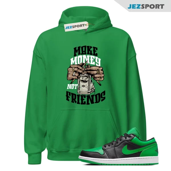 MM Hoodie to match Air Jordan 1 Low Lucky Green Black White, Matching Sneaker Hoodie