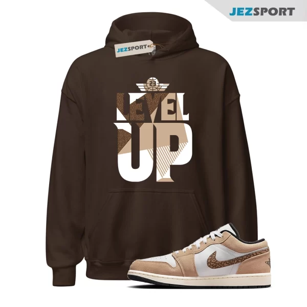 Level Up Hoodie Brown to Match Jordan 1 Low SE Brown Elephant DZ4130-201, Matching Sneaker Hoodie