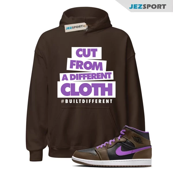 CLOTH Hoodie to match Air Jordan 1 Mid Palomino Purple Mocha Wild Berry Black, Matching Sneaker Hoodie