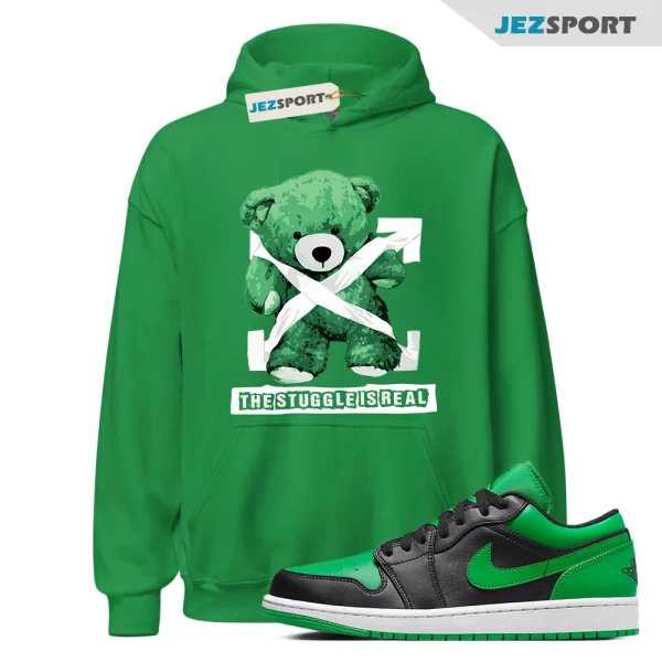 STRUG Hoodie to match Air Jordan 1 Low Lucky Green Black White, Matching Sneaker Hoodie