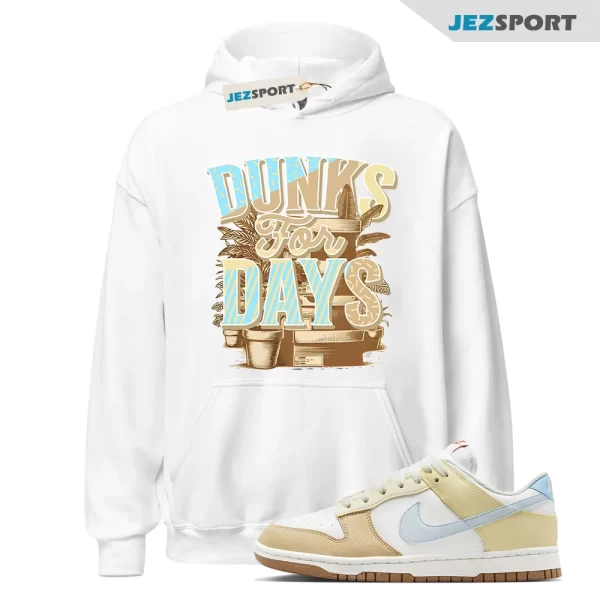 Stacked Hoodie White to Match Dunk Low Next Nature Soft Yellow FZ4347-100, Matching Sneaker Hoodie