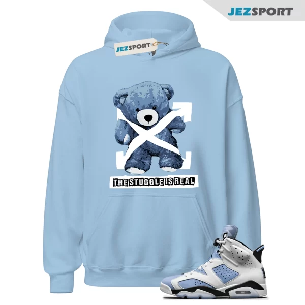 STRUG Hoodie to match Jordan 6 UNC University Blue Carolina 4 3 13 1 Powder Laser, Matching Sneaker Hoodie