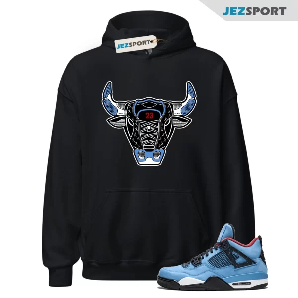 Hoodie to Match Jordan 4 Cactus Jack Sneakers Bull 4 Black Tee, Matching Sneaker Hoodie