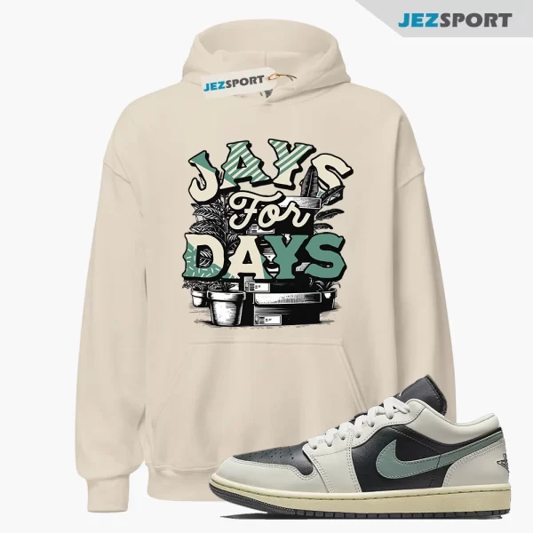 Stacked Sneaker Hoodie Tan to Match Jordan 1 Low Jade Smoke DC0774-001, Matching Sneaker Hoodie