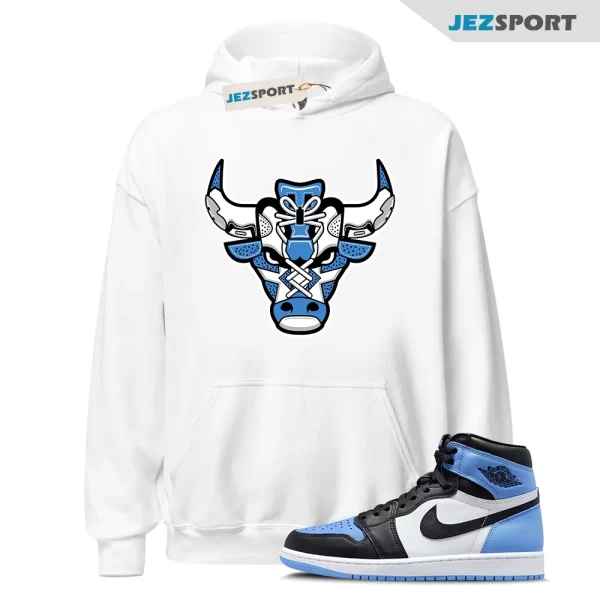 Hoodie To Match Jordan 1 UNC Toe Bull Blue, Matching Sneaker Hoodie